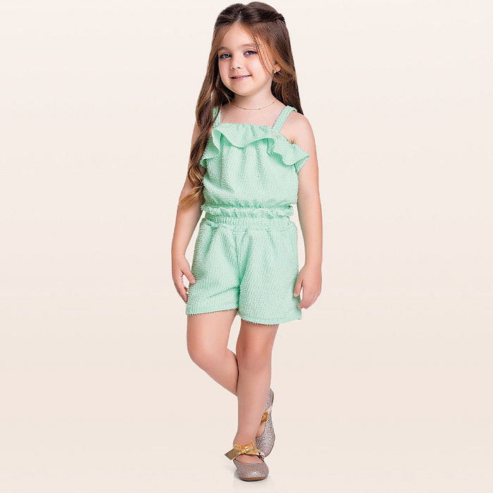 Conjunto regata e short em tecido de brilho