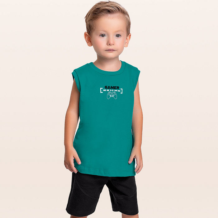 Conjunto regata e bermuda gamer