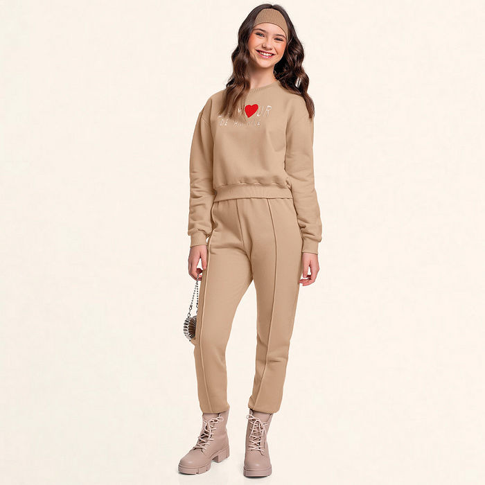 Conjunto blusão e calça lamour em moletom