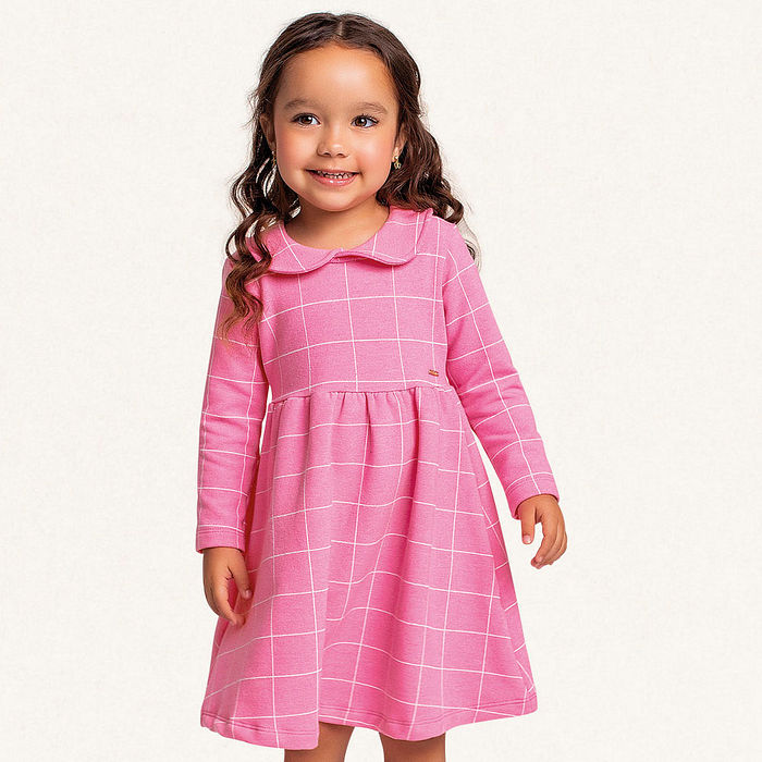 Vestido em molecotton molinê xadrez