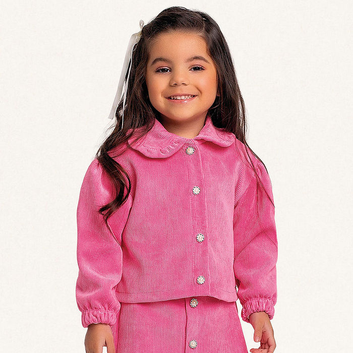 Casaco em veludo cotelê com botões