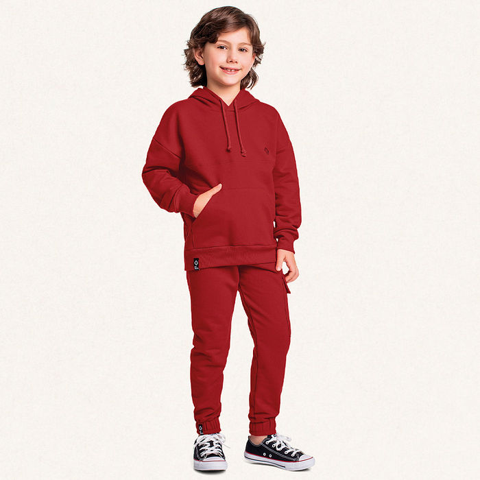 Calça em moletom com bolso cargo minimalista