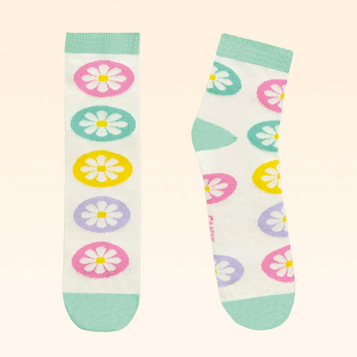 Meia cano curto flores