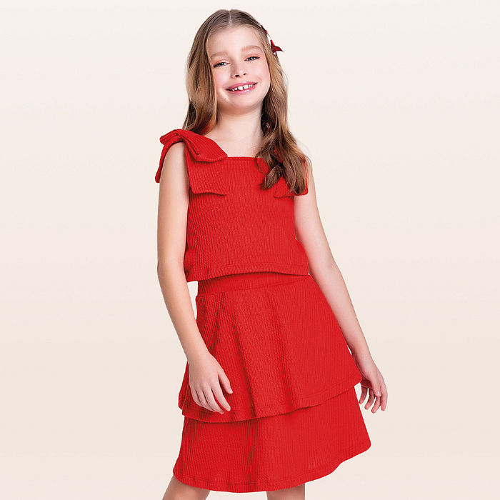 Conjunto regata e saia em malha candy