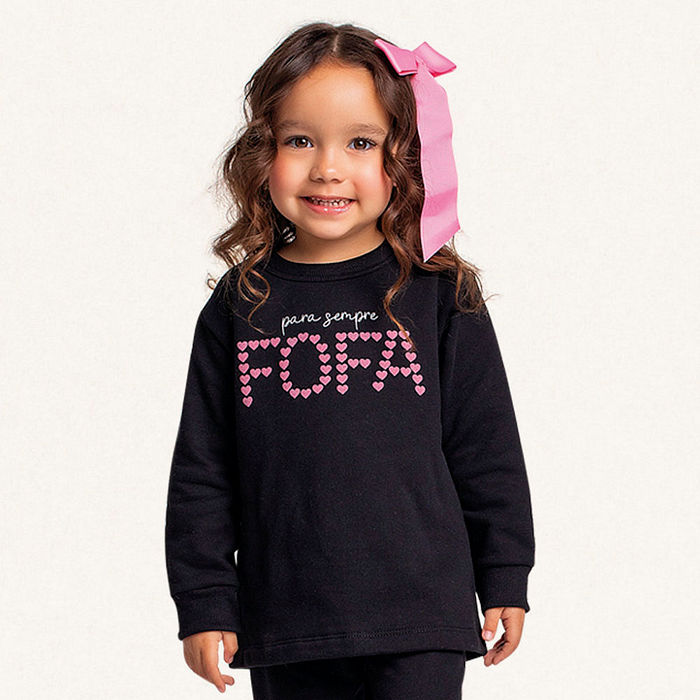 Conjunto blusão e calça em moletom fofa