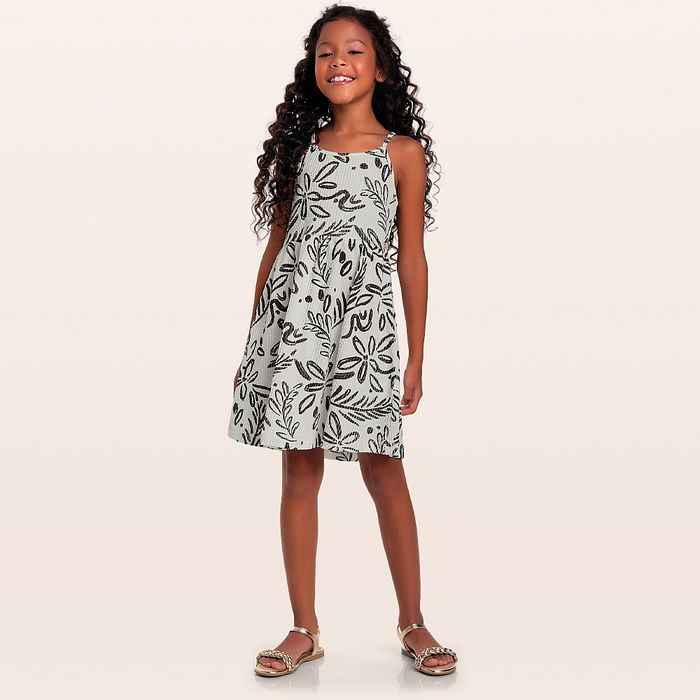 Vestido alça em malha candy tropical