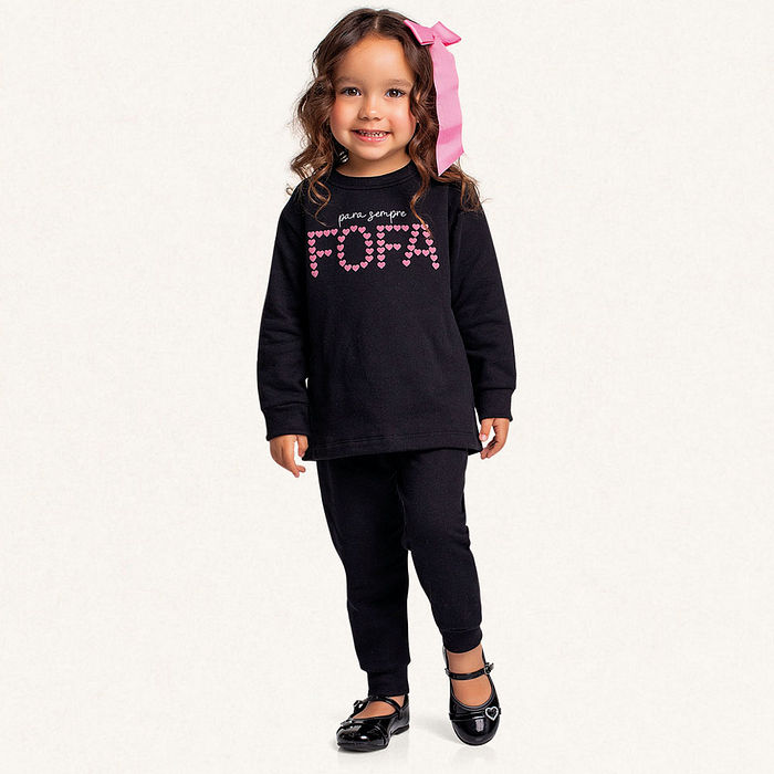 Conjunto blusão e calça em moletom fofa