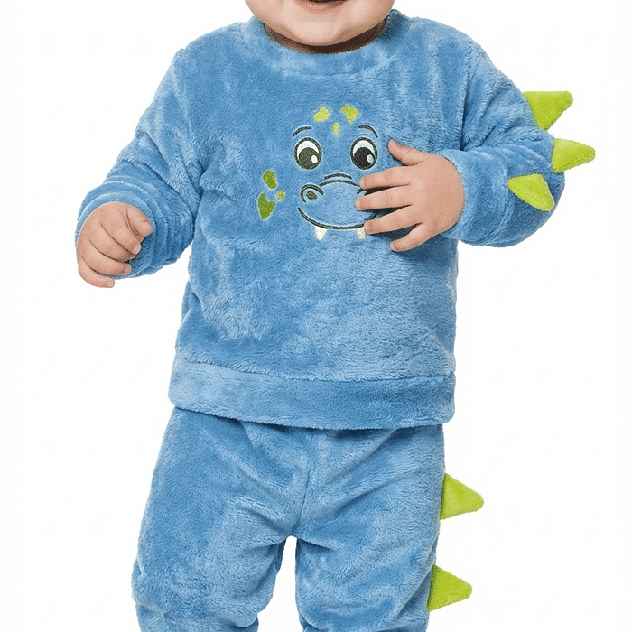 Conjunto blusão e calça em tecido fleece dinossauro