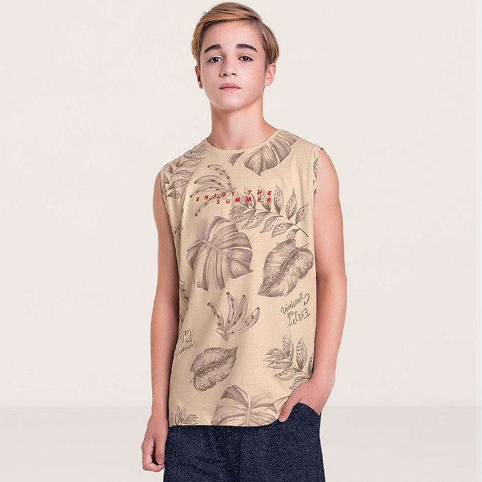 Regata em meia malha folhagem