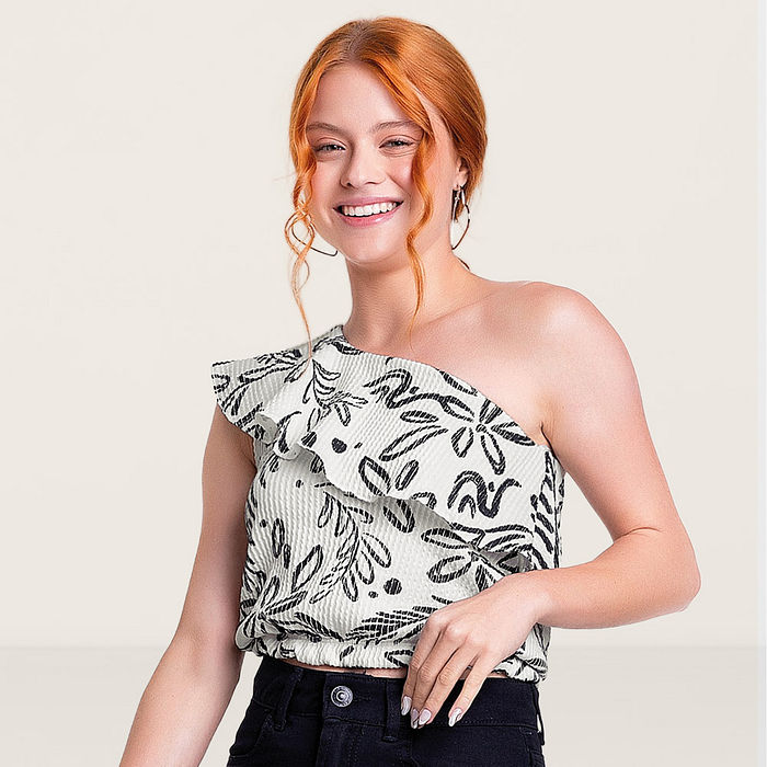 Blusa floral malha em candy estampa floral