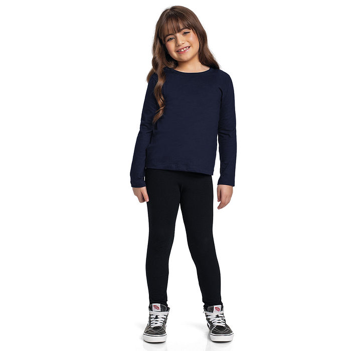 Blusa manga longa básica em meia malha menina