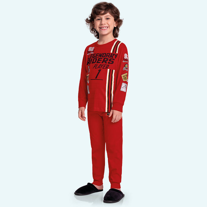 Conjunto pijama camiseta manga longa e calça uniforme de corrida