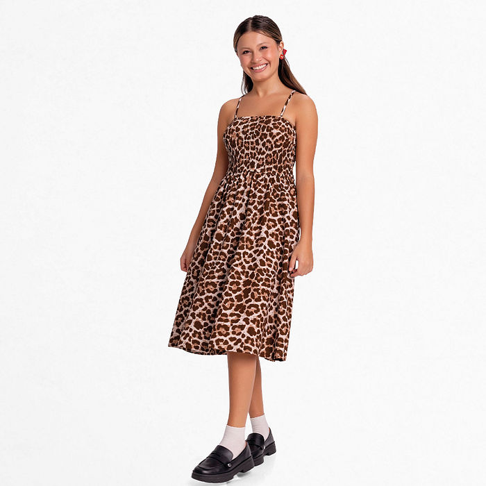 Vestido com lastex e alças em malha florence