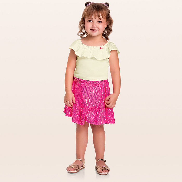 Conjunto blusa e short-saia lantejoula