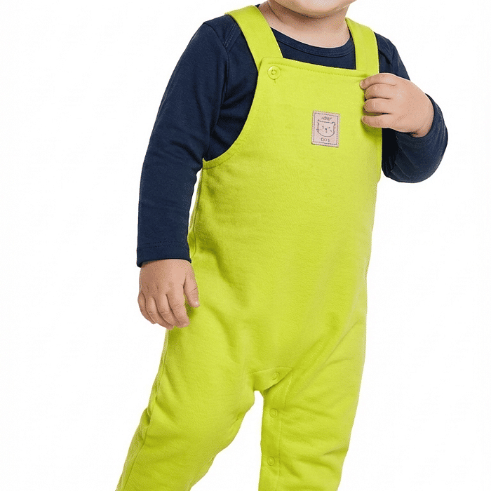 Conjunto body manga longa em meia malha e macacão em tecido fleece