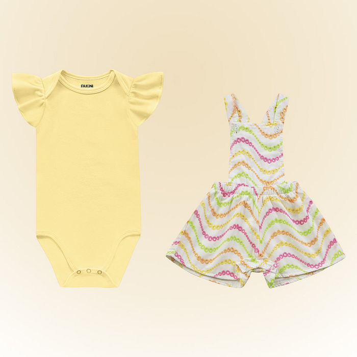 Conjunto body manga curta em suedine e macacão em laise