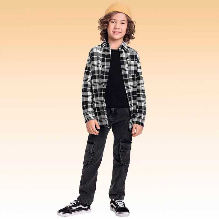 Camisa manga longa em tecido xadrez Joy Zelo