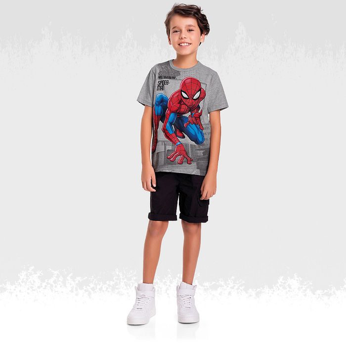 Camiseta homem-aranha em meia malha
