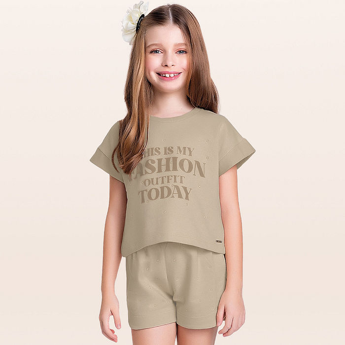 Conjunto blusa e short em moletinho fashion