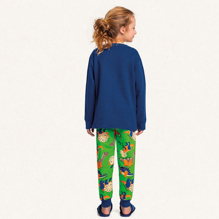 Conjunto pijama blusão e calça em moletom dino