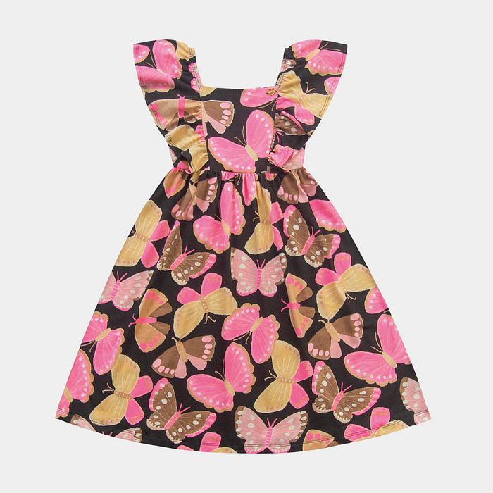 Vestido com estampa de borboletas