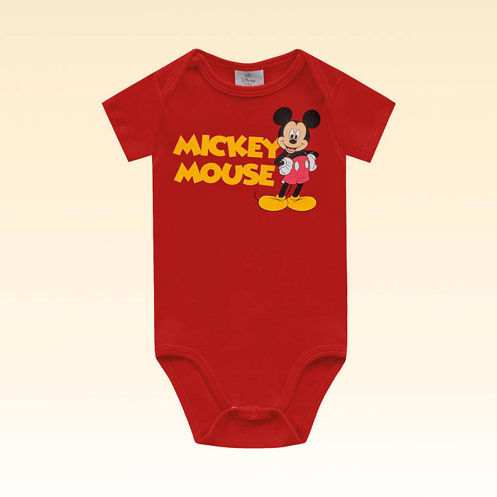 Macacão manga curta em suedine mickey