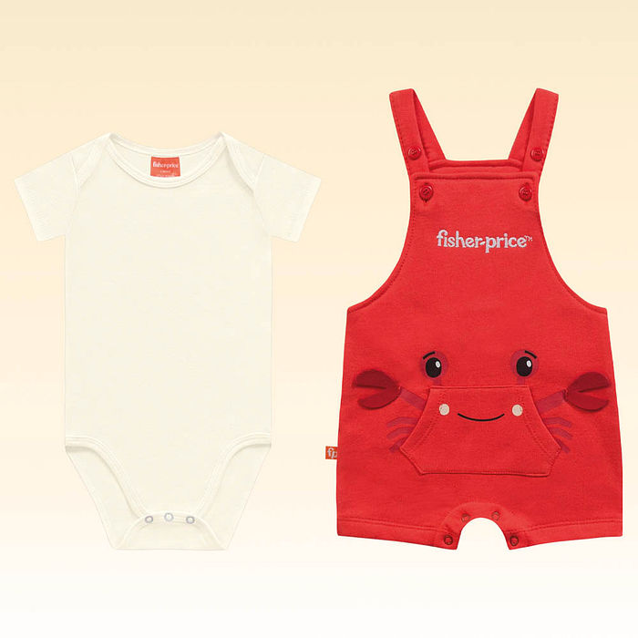 Conjunto body manga curta e macacão em moletinho