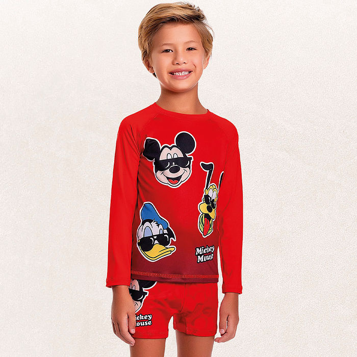 Camiseta manga longa praia turma mickey