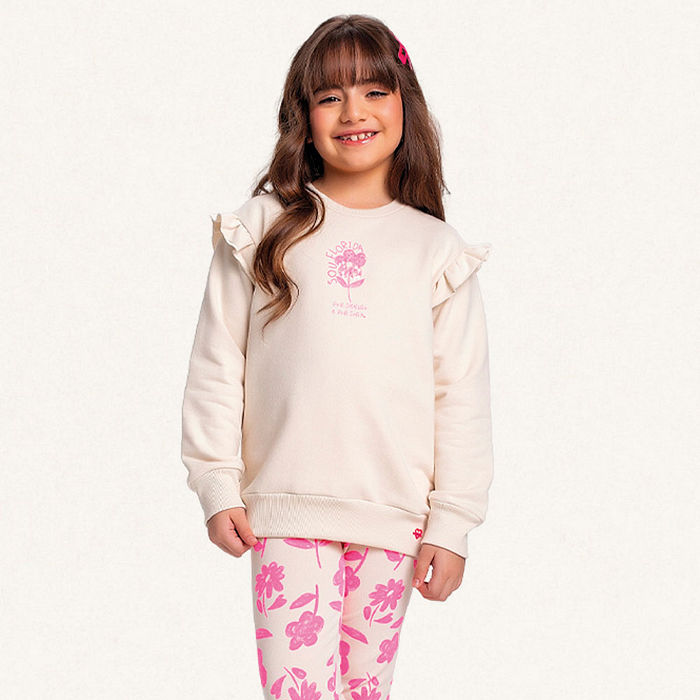 Conjunto blusão em moletom e legging em molecotton sou florida