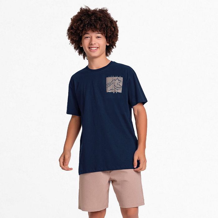 Conjunto camiseta waves e bermuda em tecido ecotex