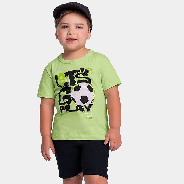 Conjunto camiseta futebol e bermuda em moletinho