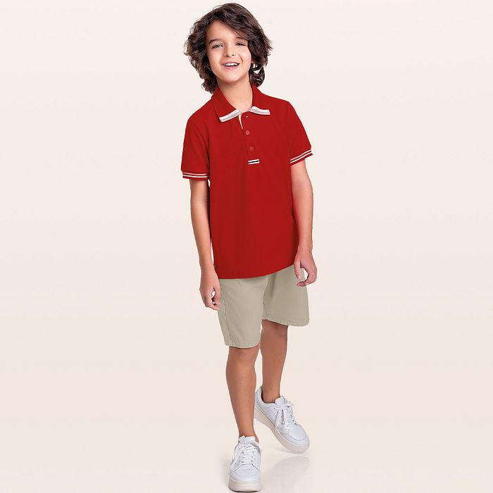 Conjunto camisa polo e bermuda com bolso