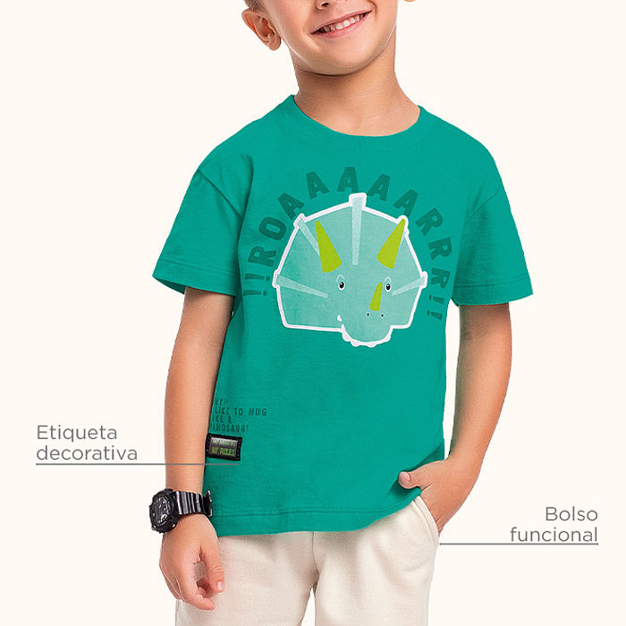 Conjunto em meia malha e bermuda em moletinho roar