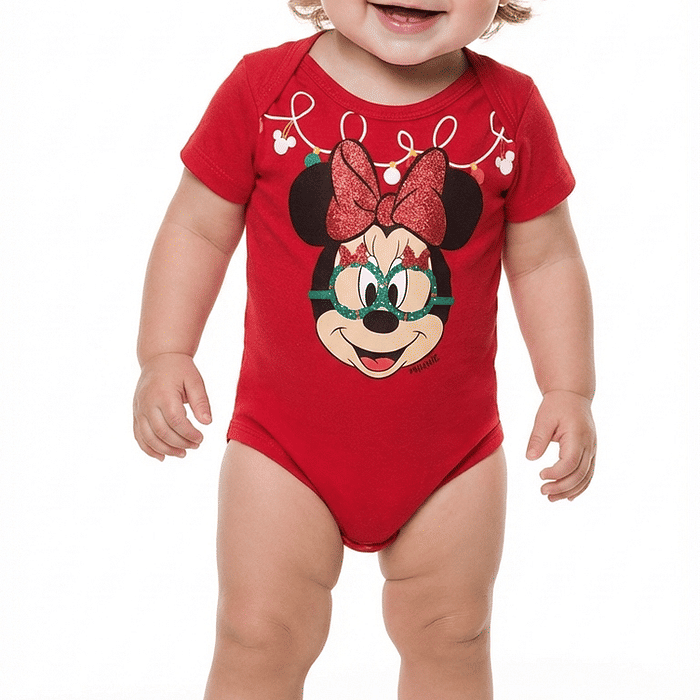 Body manga curta em meia malha Minnie