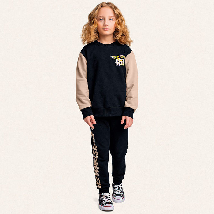 Conjunto blusão e calça em moletom race team Hot Wheels