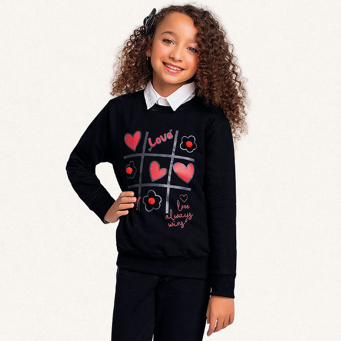 Conjunto blusão e calça em moletom love