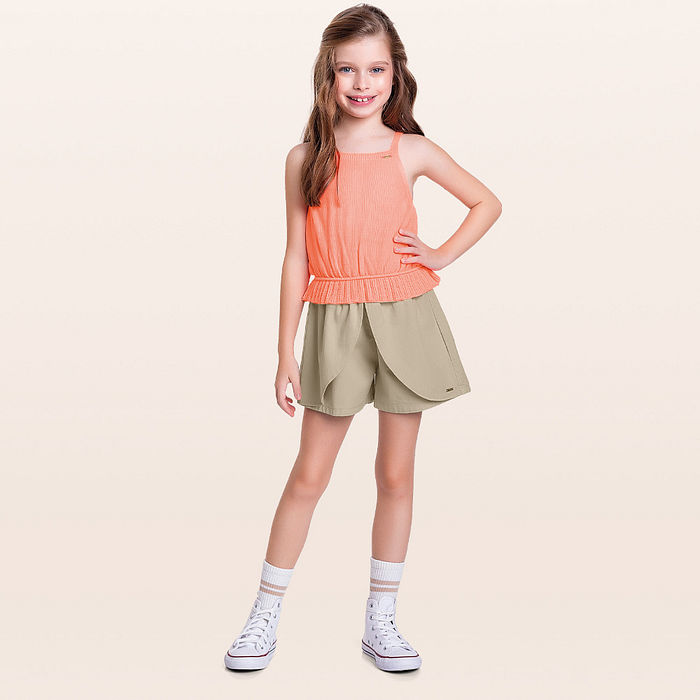 Short em sarja queen sobreposição