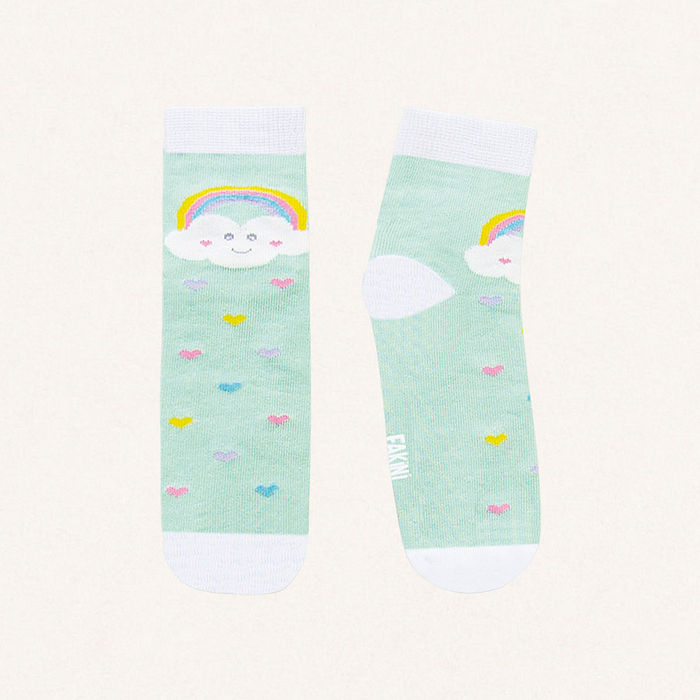 Meia cano curto rainbow love