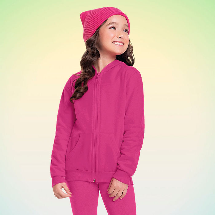 Jaqueta com capuz em moletom