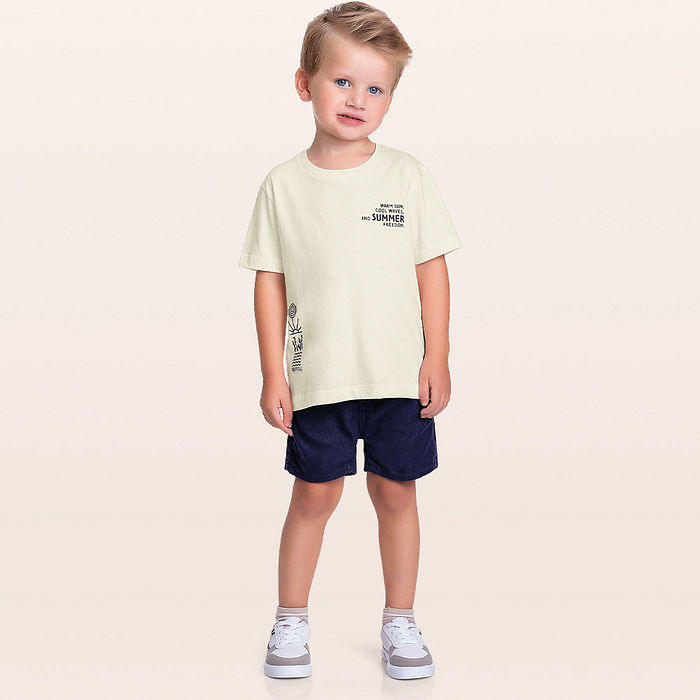 Camiseta em meia malha mar