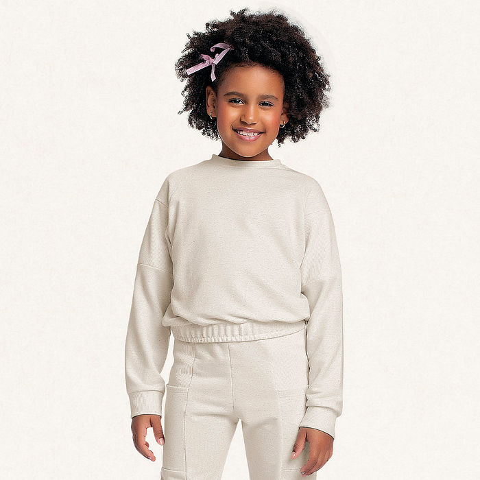 Conjunto blusão e calça em moletinho linho