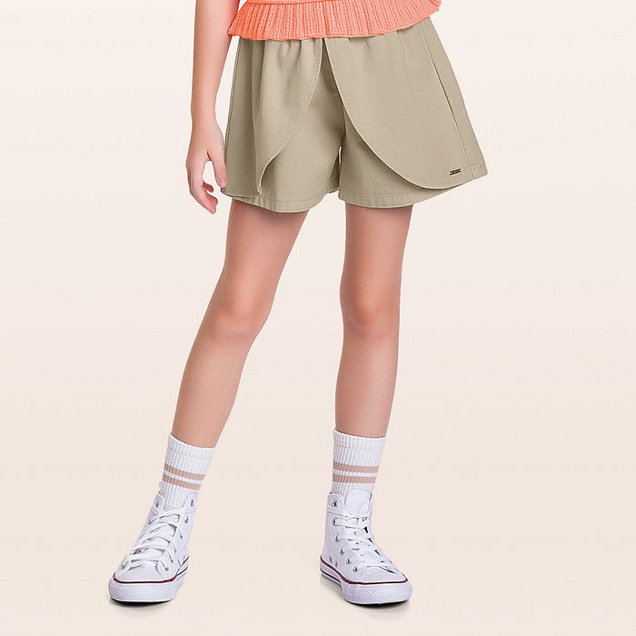 Short em sarja queen sobreposição