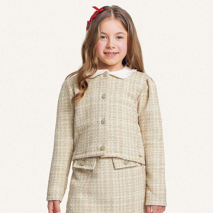 Casaco aberto com botões em Tweed