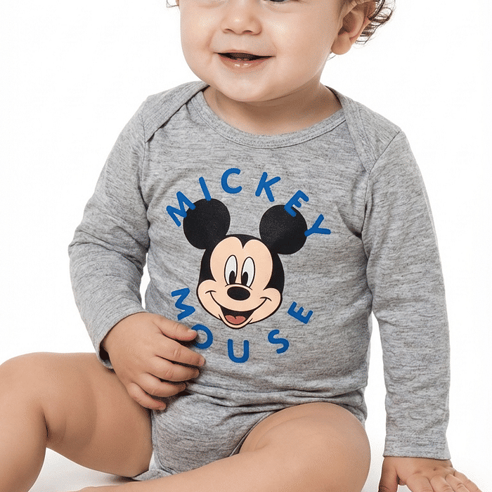 Body manga longa em suedine Mickey Mouse
