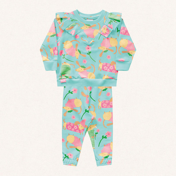 Conjunto blusão e calça em molecotton dogs