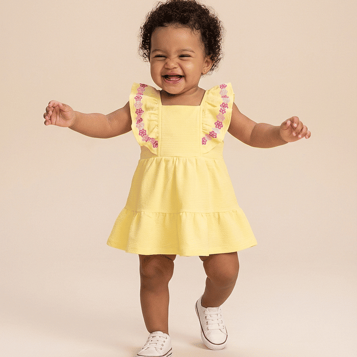 Body bebê manga curta com babados