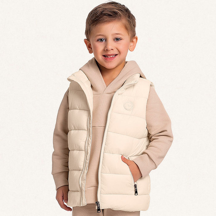 Colete puffer com forro e bolso