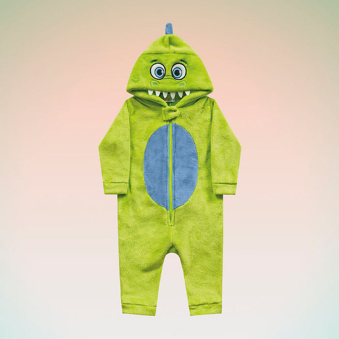 Kigurumi dinossauro em tecido fleece