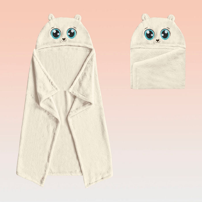 Manta com capuz em tecido fleece