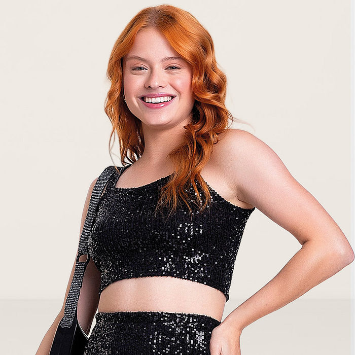 Regata em tecido lantejoula